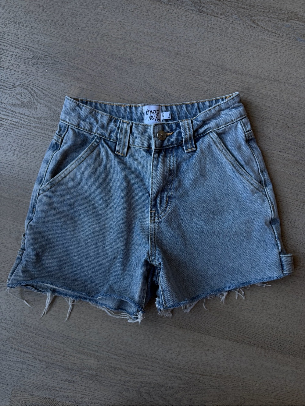 Princess Polly Washed Light Blue High-Rise Frayed Denim Shorts